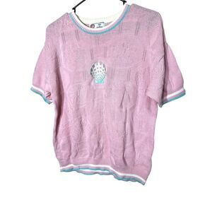 Vintage Isle Of Cotton Light Pink Seashell Beach Theme Sweater Size XL